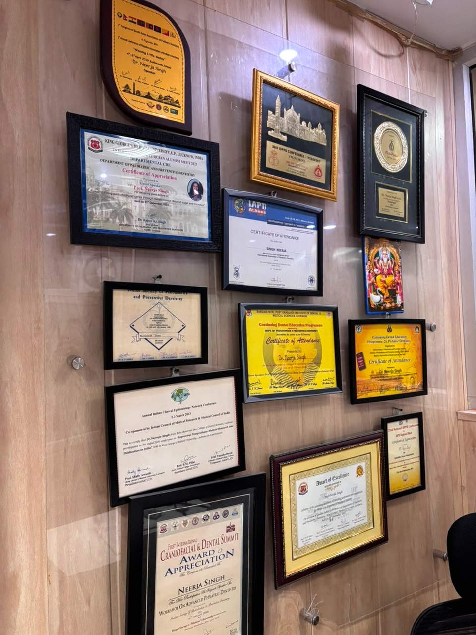 Wall of certifications and awards
